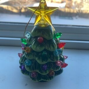Light up Ceramic Christmas Tree Ornament with Multicolor Lights